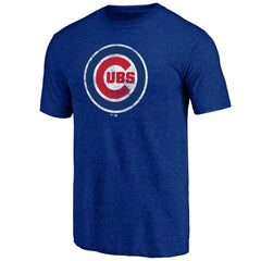 Chicago Cubs Official Logo Tri-Blend T-Shirt - Heather Royal - MLB Lifestyle