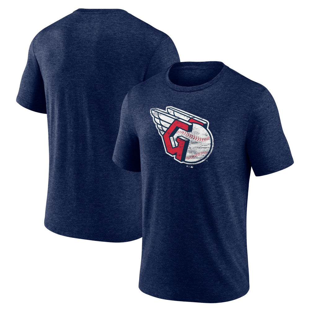 Cleveland Guardians Official Logo Tri-Blend T-Shirt - Heather Navy - MLB Discount