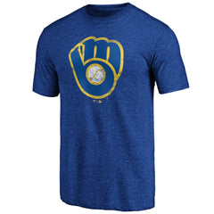Milwaukee Brewers Official Logo Tri-Blend T-Shirt - Heather Royal - MLB Sale