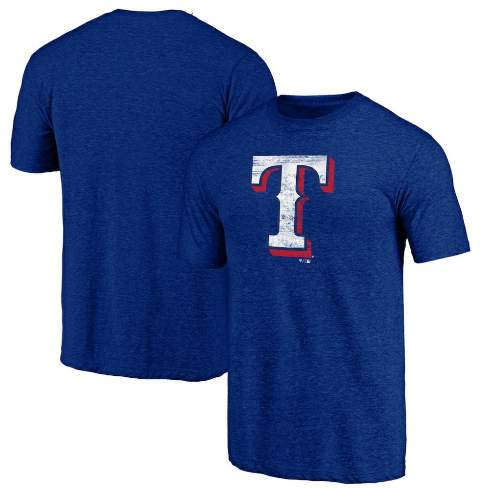Texas Rangers Official Logo Tri-Blend T-Shirt - Heather Royal - MLB on Sale