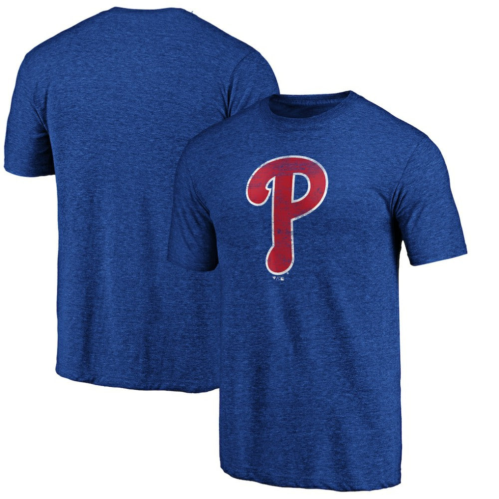 Philadelphia Phillies Official Logo Tri-Blend T-Shirt - Heather Royal - MLB Lifestyle