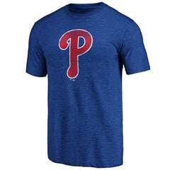 Philadelphia Phillies Official Logo Tri-Blend T-Shirt - Heather Royal - MLB Lifestyle
