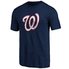 Washington Nationals Official Logo Tri-Blend T-Shirt - Heather Navy - MLB on Sale
