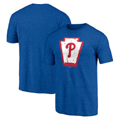 Philadelphia Phillies Hometown Collection Keystone Tri-Blend T-Shirt - Heather Royal - MLB Lifestyle
