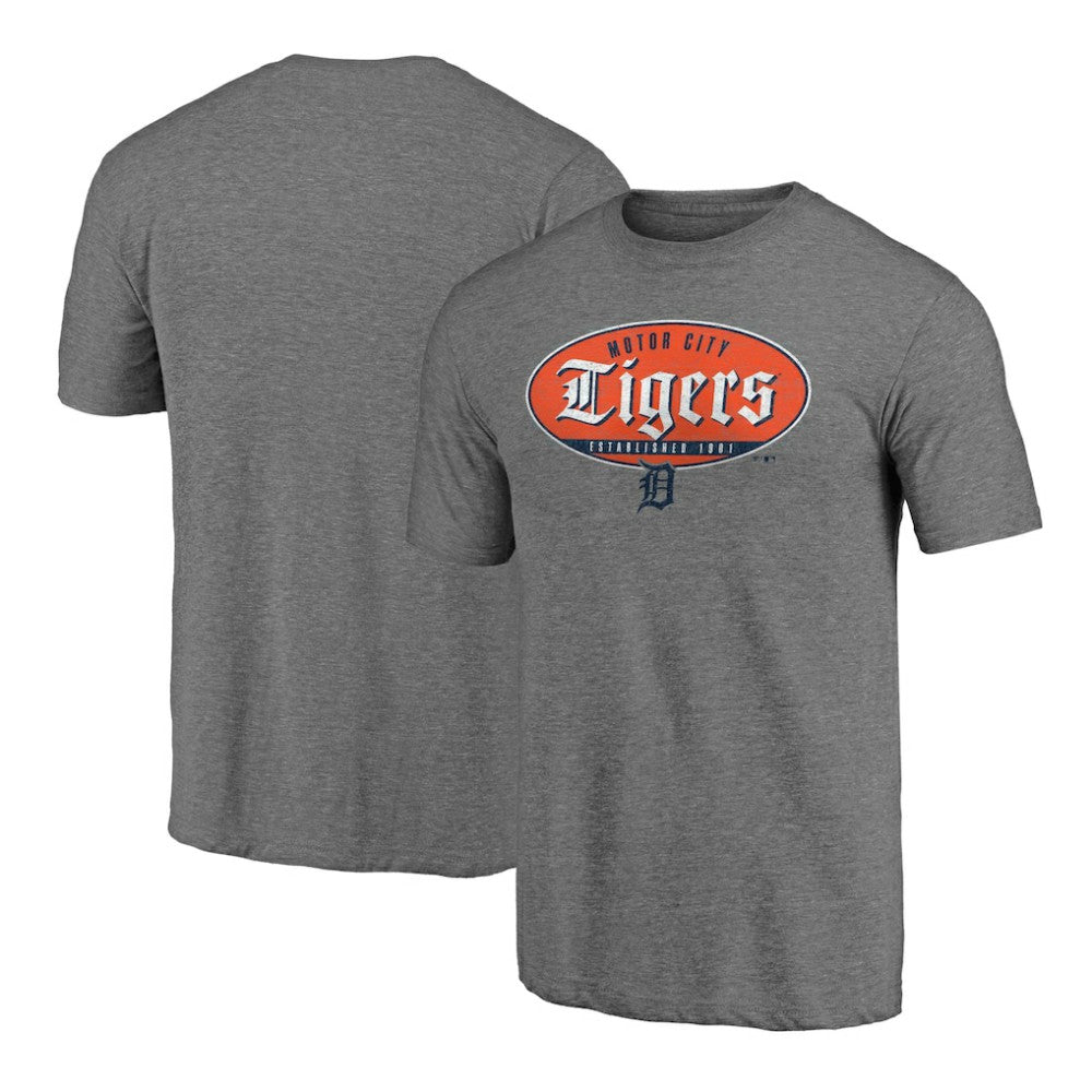 Detroit Tigers Hometown Collection Oil Can Tri-Blend T-Shirt - Heather Gray - MLB Discount