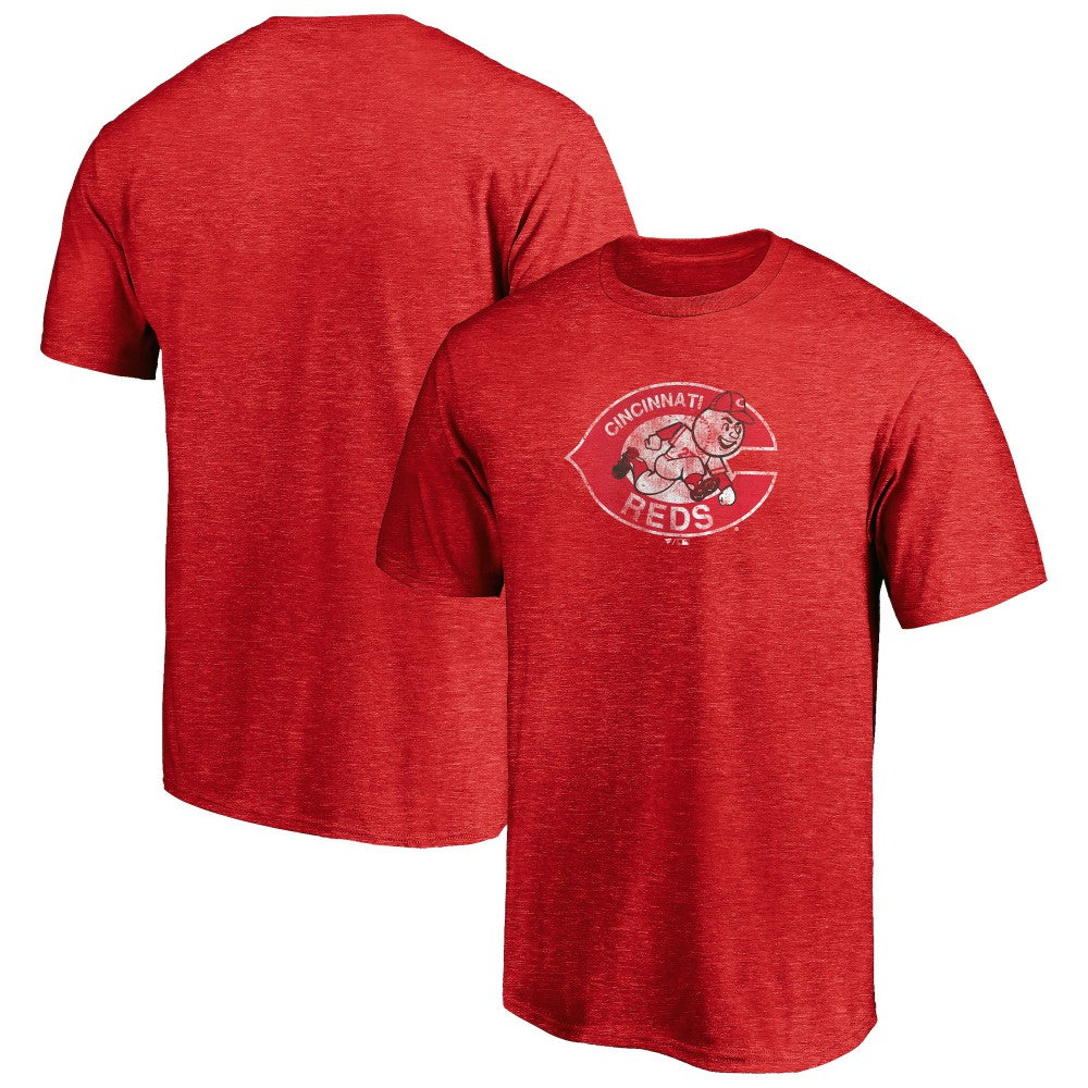 Cincinnati Reds Cooperstown Collection Throwback Logo Tri-Blend T-Shirt - Heather Red - MLB on Sale