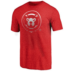 Chicago Cubs Cooperstown Collection Logo Tri-Blend T-Shirt - Heather Red - MLB Lifestyle