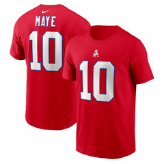 Nike Drake Maye New England Patriots Name & Number T-Shirt Red