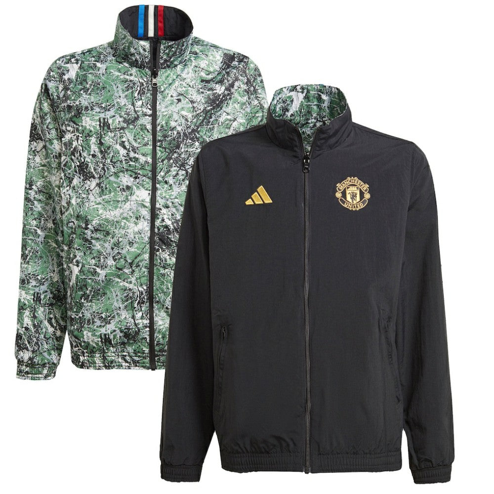 Manchester United x Stone Roses Originals Youth 2023/24 Reversible Anthem Full-Zip Jacket Black - Adidas