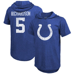 Anthony Richardson Indianapolis Colts Majestic Threads Player Name & Number Tri-Blend Slim Fit Hoodie T-Shirt Royal