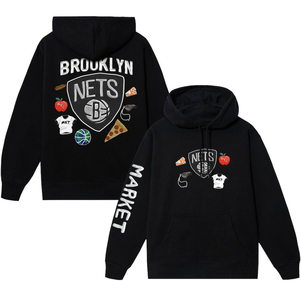Brooklyn Nets NBA x MARKET Unisex Claymation Pullover Hoodie Black