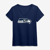 Seattle Seahawks Logo Athletic Women's Primary Logo V-Neck T-Shirt College Navy