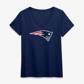 New England Patriots Logo Athletic Women's Primary Logo V-Neck T-Shirt Navy