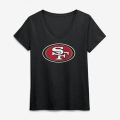 San Francisco 49ers Logo Athletic Women's Primary Logo V-Neck T-Shirt Black
