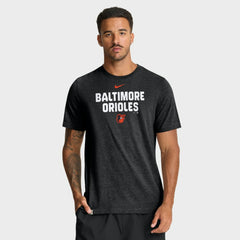 Baltimore Orioles Nike Stacked Tri-Blend T-Shirt - Heather Black - Nike Lifestyle