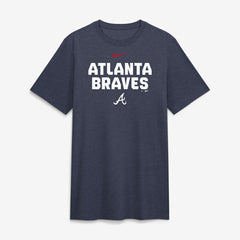 Atlanta Braves Nike Stacked Tri-Blend T-Shirt - Heather Navy - Nike on Sale