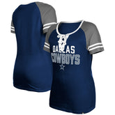 Dallas Cowboys New Era Women's Raglan Lace-Up T-Shirt Navy