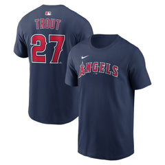 Mike Trout Los Angeles Angels Nike Name & Number T-Shirt - Navy - Nike on Sale