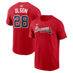 Matt Olson Atlanta Braves Nike Home Name & Number T-Shirt - Red - Nike on Sale