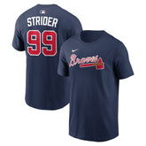Spencer Strider Atlanta Braves Nike Name & Number T-Shirt - Navy - Nike Sale