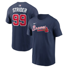 Spencer Strider Atlanta Braves Nike Name & Number T-Shirt - Navy - Nike Sale