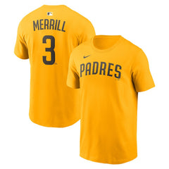 Jackson Merrill San Diego Padres Nike Name & Number T-Shirt - Gold - Nike Online