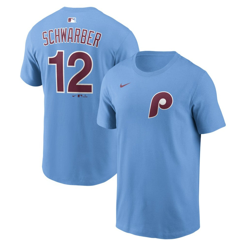 Kyle Schwarber Philadelphia Phillies Nike Name & Number T-Shirt - Light Blue - Nike Lifestyle