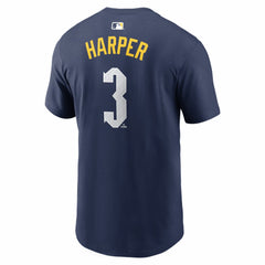 Bryce Harper Philadelphia Phillies Nike City Connect Name & Number T-Shirt - Navy - Nike Online