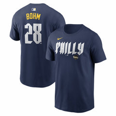 Alec Bohm Philadelphia Phillies Nike City Connect Name & Number T-Shirt - Navy - Nike Lifestyle