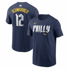 Kyle Schwarber Philadelphia Phillies Nike City Connect Name & Number T-Shirt - Navy - Nike Online