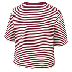 Philadelphia Phillies Nike Women's Cooperstown Collection Striped Cropped T-Shirt - Burgundy/Cream - Nike Lifestyle