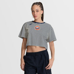 Houston Astros Nike Women's Cooperstown Collection Striped Cropped T-Shirt - Navy/Cream - Nike Online