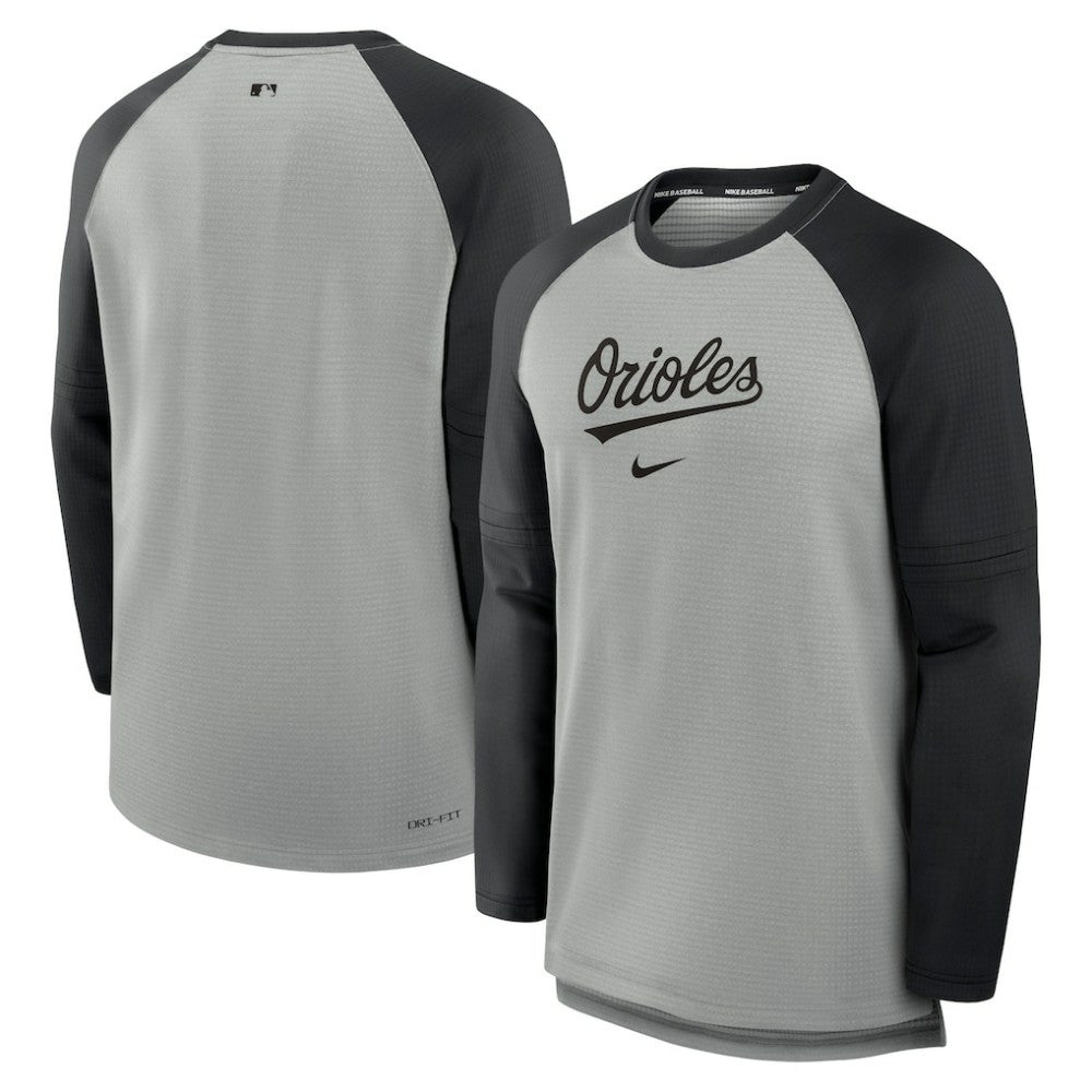 Baltimore Orioles Nike Authentic Collection Game Time Raglan Performance Long Sleeve T-Shirt - Heather Gray/Black - Nike Online