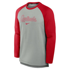 St. Louis Cardinals Nike Authentic Collection Game Time Raglan Performance Long Sleeve T-Shirt - Heather Gray/Red - Nike Online