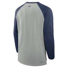 Tampa Bay Rays Nike Authentic Collection Game Time Raglan Performance Long Sleeve T-Shirt - Heather Gray/Navy - Nike Lifestyle