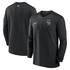Colorado Rockies Nike Authentic Collection Game Time Performance Quarter-Zip Top - Black - Nike Lifestyle
