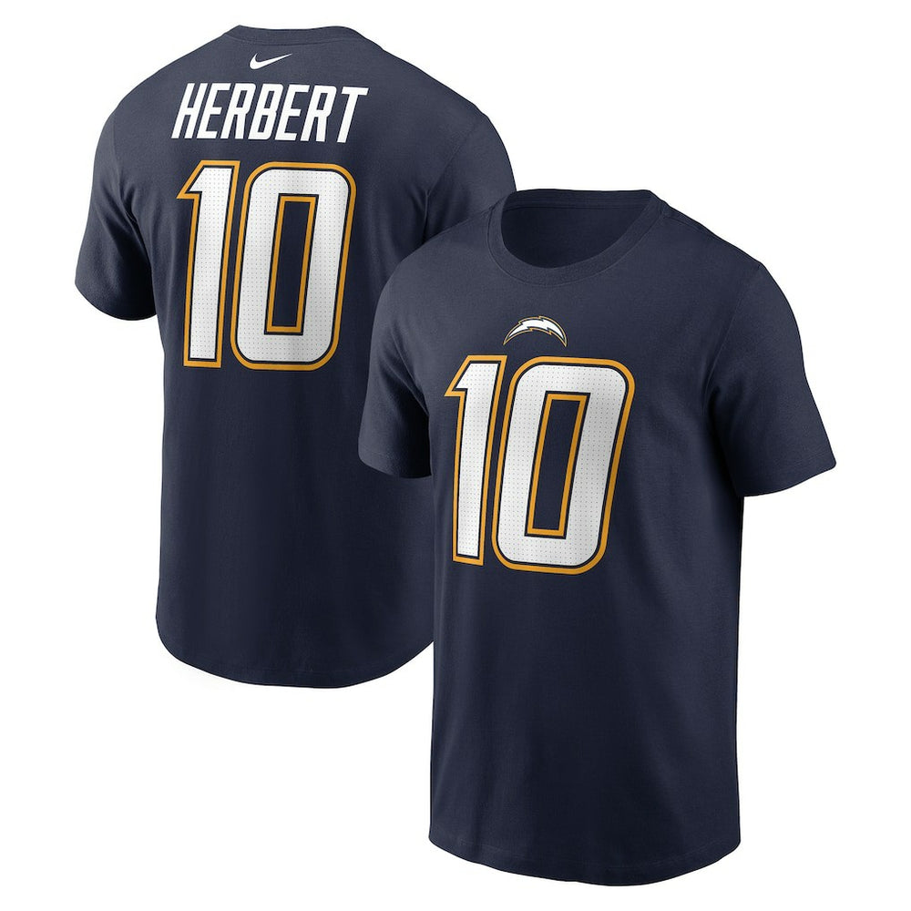 Nike Justin Herbert Los Angeles Chargers Alternate Super Chargers Name & Number T-Shirt Navy