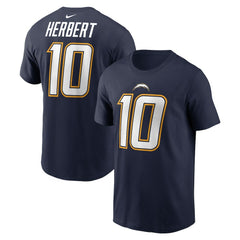 Nike Justin Herbert Los Angeles Chargers Alternate Super Chargers Name & Number T-Shirt Navy