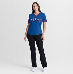 Texas Rangers Fanatics Women's Diva Race Ahead Raglan V-Neck T-Shirt - Royal - Fanatics Sale