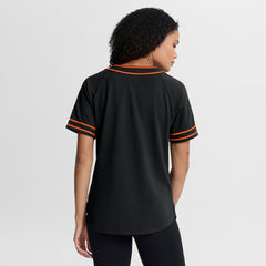 San Francisco Giants Fanatics Women's Diva Race Ahead Raglan V-Neck T-Shirt - Black - Fanatics Lifestyle
