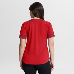 Philadelphia Phillies Fanatics Women's Diva Race Ahead Raglan V-Neck T-Shirt - Red - Fanatics Lifestyle
