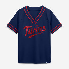 Minnesota Twins Fanatics Women's Diva Race Ahead Raglan V-Neck T-Shirt - Navy - Fanatics Sale