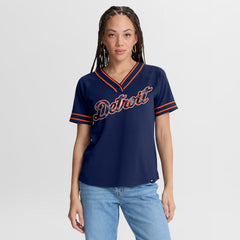 Detroit Tigers Fanatics Women's Diva Race Ahead Raglan V-Neck T-Shirt - Navy - Fanatics Sale