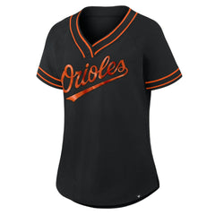 Baltimore Orioles Fanatics Women's Diva Race Ahead Raglan V-Neck T-Shirt - Black - Fanatics on Sale