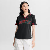 Arizona Diamondbacks Fanatics Women's Diva Race Ahead Raglan V-Neck T-Shirt - Black - Fanatics on Sale