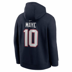 Nike Drake Maye New England Patriots Player Name & Number Fleece Hoodie Navy