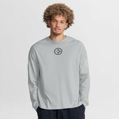 Fanatics Pittsburgh Steelers Oversized Type Play Long Sleeve T-Shirt Gray