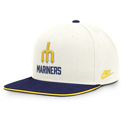 Seattle Mariners Nike Cooperstown Pro Dri-FIT Snapback Hat - Cream/Navy - Nike Lifestyle