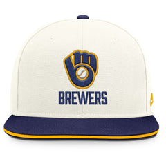 Milwaukee Brewers Nike Cooperstown Pro Dri-FIT Snapback Hat - Cream/Royal - Nike Discount