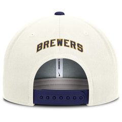 Milwaukee Brewers Nike Cooperstown Pro Dri-FIT Snapback Hat - Cream/Royal - Nike Discount